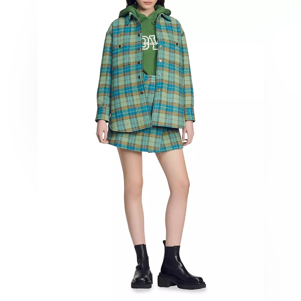 Sandro Green and Blue Plaid Jacket